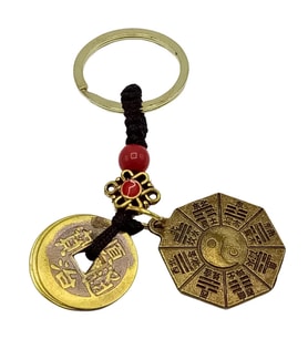 Feng Shui Metal Anahtarlık Şans Parası Ve Bagua Ayna No.1