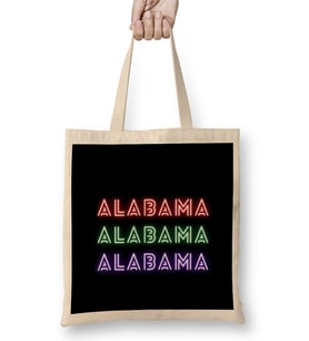 Alabama- Vintage Retro Style Art Bez Çanta Uzun Saplı
