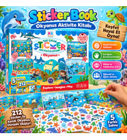 Sticker Book Okyanus Aktivite Kitabı 5 Sahne 212 Sticker Deniz Canlıları Çıkartma Kitabı