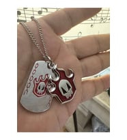 Kırmızı Alev Desenli Bleach Künyeli Kolye 60 cm Zincirli  Unisex Anime Takı (Gümüş)