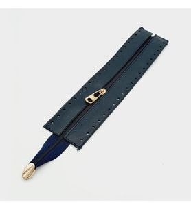 Angel Çanta Aksesuar Lacivert Renk 28 Cm Derili Fermuar Light Gold Metalli