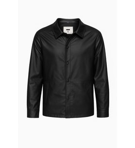 Basic Slim Fit Çıt Çıtlı Deri Ceket - Sade ve Şık Tasarım (Siyah)