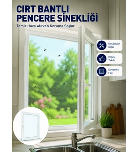 Şeffaf File Yapılı Cırt Bantlı Pencere Sinekliği Pratik Kullanım