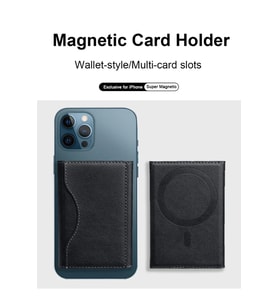 MagSafe Özellikli Mıknatıslı 5 Bölmeli Stand Olabilen Suni Deri Kartlık