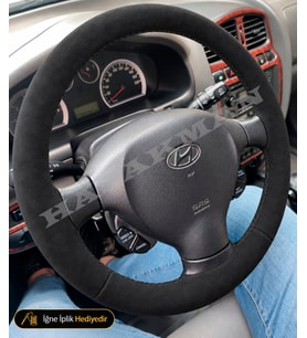 Hyundai Santa Fe 1 Dikme Direksiyon Kılıfı Alcantara Süet Monza Black SM 2000-2006