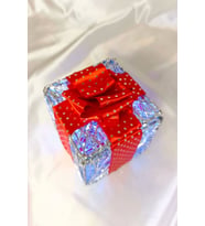 Yılbaşı Ağacı Noel Led Işıklı Hediye Kutusu Paketi Yılbaşı Gümüş 10*10*10