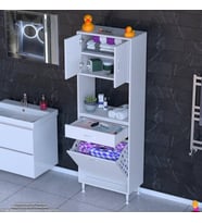 Modilayn ARDA 55x173x32,5 cm 1 Çekmece 1 Göz Sepetli ve 3 Raf Akıllı Dolap ile Dağınıklığa Son
