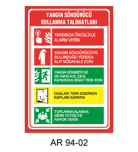 YANGIN SÖNDÜRÜCÜ KULLANMA TALİMATLARI İŞ GÜVENLİĞİ UYARI LEVHASI 2 1 ADET PVC 21 X 29CM