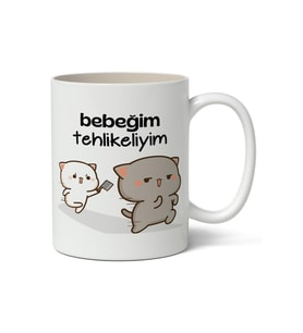 Bebeğim Tehlikeliyim Tasarımlı Kupa Bardak Baskılı Kahve Kupa Bardak