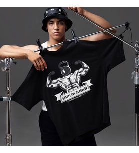 Fitness Dijital Baskılı Unisex Tshirt, Günlük Kullanıma Uygun Pamuklu Regular Tshirt