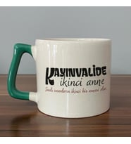 Kayınvalide İkinci Anne Baskılı Yeşil Kulplu D Kupa
