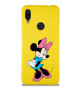 Xiaomi Redmi Note 7 Pro Soft Premier Kapak Minnie Mouse-F Tasarımlı Silikon Kılıf - Sarı (Şeffaf)