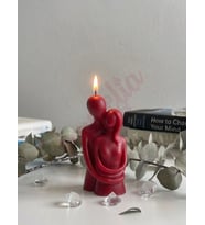 Mumelia Candles Sarılmış Çift - Doğal Soya Blok Dekoratif Mum - Kırmızı