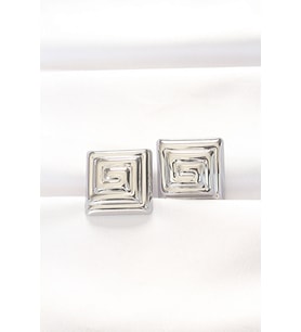 Pirinç Gümüş Renk Kare Form Küpe - TJ-BKP8880