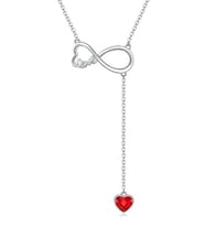 Monemel Kırmızı Swarovski Taşlı Yeni Yıl Hediyesi - Yılbaşı Hediyesi  (Altın Kaplama) Sonsuzluk, Love ve Kalp Bir Arada