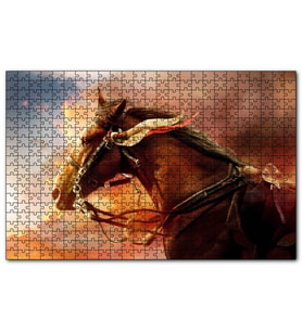 Cakapuzzle Kahverengi Kızılderili Atı ve Kızıl Bulutlar  Puzzle Yapboz MDF (Ahşap) (120 Parça)