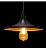 Retro Metal Sarkıt Avize Rustik Tekli Sarkıt Siyah İçi Sarı Mutfak Cafe (Burnt Olive)