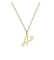 Kişiye Özel 925 Ayar Gümüş Mini Kalp Harf Kolye (Gold)