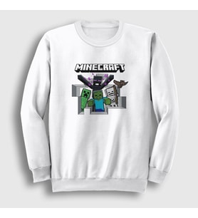 Presmono Unisex Beyaz Squad Oyun Minecraft Sweatshirt 369621tt