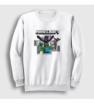 Presmono Unisex Beyaz Squad Oyun Minecraft Sweatshirt 369621tt