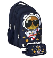 Cennec Lacivert Beyaz Astronot Ayıcık Baskılı Erkek Çocuk Çanta Seti (Sırt Çantası+Kalemlik) - SETUMT5045C