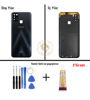 Infinix Smart 5 Siyah Uyumlu Arka Kapak + Yapıştırıcı ve Vida Seti Arka Cam Batarya Pil Kapağı