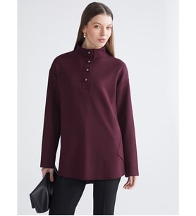 LCW EVERYDAY Mürdüm Dik Yaka Oversize Kadın Tunik
