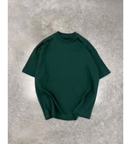 Unisex Basic Bisiklet Yaka Oversize T-Shirt - Haki