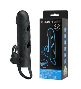 Pretty Love Strap Güçlü Titreşimli Uzatmalı Süper Kalite siyahi Penis Kılıfı