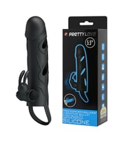 Pretty Love Strap Güçlü Titreşimli Uzatmalı Süper Kalite siyahi Penis Kılıfı