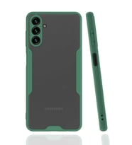 Galaxy A04S Kılıf Kamera Korumalı Arkası Şeffaf Silikon (Koyu Yeşil)