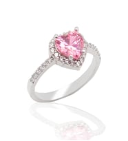 Kalp Pembe Taşlı Yüzük Gümüş Tasarım Yüzük Sevgililer Günü, Anneler Günü, Doğum Günü, Yıldönümü, Hediye 925 Ayar Gümüş Yüzük (Beyaz)