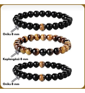 3'lü Karışık Kaplangözü - Oniks Kombinli Unisex Bileklik