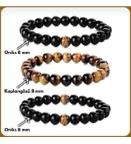 3'lü Karışık Kaplangözü - Oniks Kombinli Unisex Bileklik