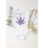Unisex Bebek Beyaz Lavanta Baskılı Çıtçıtlı Body