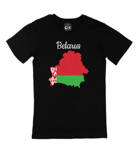 Belarus Haritalı ve Bayraklı Siyah Tişört