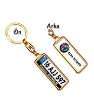 Kişiye Özel Plaka Metal Anahtarlık   Alfa Romeo Logo (Altın)
