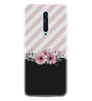 Oppo Reno 2Z 4 Lite 4 Pro 5 6 7 A31 Kılıf Desemli Silikon Strip Pink Flowers 1396