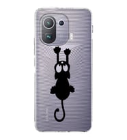 Xiaomi  Mi 11 Pro  Kamera Korumalı Kapak Çizgi Kedi Tasarımlı Şeffaf  Kılıf