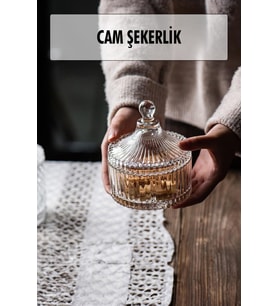 Çizgili Cam Şekerlik (Şeffaf)