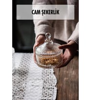 Çizgili Cam Şekerlik (Şeffaf)