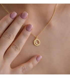 Kişiye Özel 925 Ayar Gümüş Minimal Ay Yıldız Kolye (Gold)