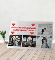 4 Fotoğraflı Evlilik Yıl Dönümü Hediyesi Kişiye Özel Puzzle