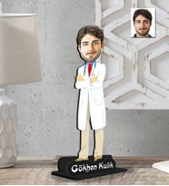 Kişiye Özel 2 Boyutlu Doktor Erkek Ahşap Biblo-3