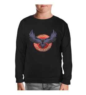 Raven Bird Screaming Siyah Çocuk Sweatshirt
