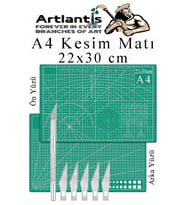 Kesim Matı A4 ve Kretuar Seti 1 Adet 22x30 cm Çift Taraflı Çizim Matı Kesme Madı Kesim Tablası Kesim Altlığı (Yeşil)
