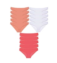 15 adet Süper Eko Set Likralı Kadın Slip Külot Pudra Beyaz Fuşya