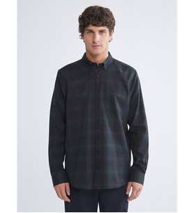 LCWAIKIKI Classic Yeşil Regular Fit Uzun Kollu Ekose Gabardin Erkek Gömlek