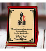 İş Adamı Baskılı Plaket (1. Tasarım)  Kişiye Özel (Kırmızı)