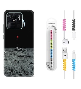 Xiaomi Redmi Note 7 8 9 Pro 10 2022 10 Pro 10S Kılıf Kablo Koruma Spiral Silikon Astronoot Red Baloon 1608